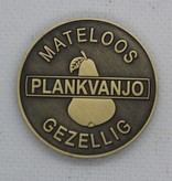 Brons gegoten Ø35mm rond en dikker Logo-plaatje/merkje  in reliëf.