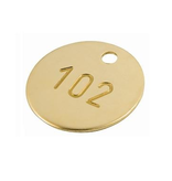 Nummerplaatjes Blank Messing rond met geslagen nummers en één gat