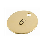 CombiCraft Nummerplaatjes Blank Messing rond met geslagen nummers met inkleuring en één gat