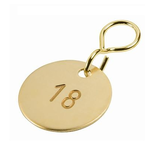 Genummerde Sleutellabels Blank Messing rond met geslagen nummer zonder kleurinleg