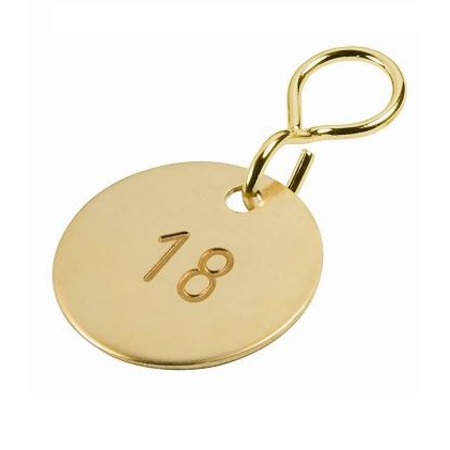 Genummerde Sleutellabels Blank Messing rond met geslagen nummer zonder kleurinleg