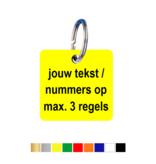 CombiCraft Kunststof Sleutelhangers & Sleutellabel Vierkant met afgeronde hoeken met jouw eigen tekst op maximaal 3 regels