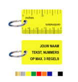 CombiCraft Kunststof Sleutelhangers & Sleutellabel 50x30mm Ruler of Liniaal uitvoering - met jouw tekst, naam, nummers of telefoonnummer op 3 regels