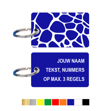 CombiCraft Kunststof Sleutelhangers & Sleutellabel 50x30mm Giraf motief met jouw tekst, naam, nummers of telefoonnummer op 3 regels