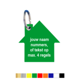 CombiCraft Kunststof Sleutelhangers & Sleutellabel 40x40mm in de vorm van een huisje - met tekst of nummers op maximaal 4 regels