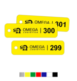 CombiCraft Dikke 3mm Kunststof Sleutelhangers & Sleutellabels Model E6 voorzien van jouw logo, tekst en nummering