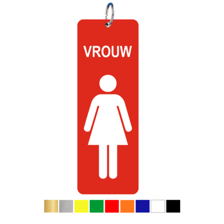 CombiCraft Grote Kunststof WC Sleutelhangers of Sleutellabel 200x70mm vrouw of dames