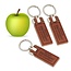 Veganistische  sleutelhangers in 90x30mm met jouw tekst of logo ingebrand. Apple tags, sleutellabels van appelschillen, pitten en kurk.