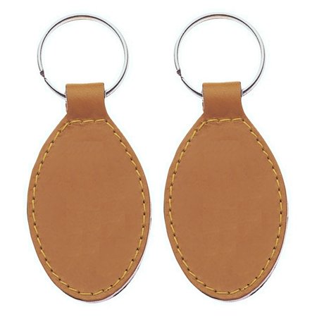 Leren of kunstleren sleutelhanger ovaal met jouw logo. Sleutelhanger is 40x90mm