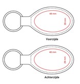 Leren of kunstleren sleutelhanger ovaal met jouw logo. Sleutelhanger is 40x90mm