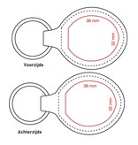 CombiCraft Leren of kunstleren sleutelhanger vrij rond met jouw logo. Sleutelhanger is 45x80mm