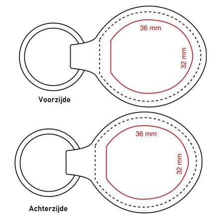 CombiCraft Leren of kunstleren sleutelhanger vrij rond met jouw logo. Sleutelhanger is 45x80mm