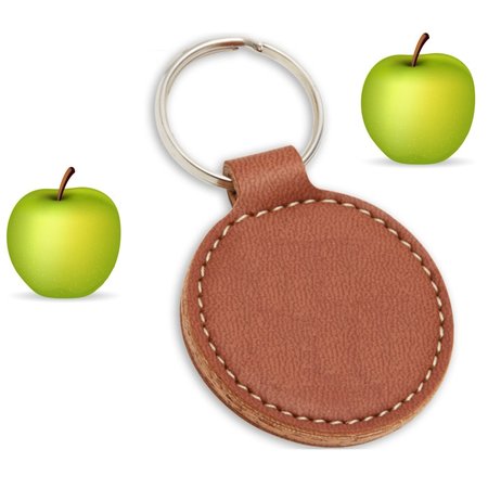 CombiCraft Veganistische  sleutelhangers in 77x45mm met jouw tekst of logo ingebrand. Apple tags, sleutellabels van appelschillen, pitten en kurk.