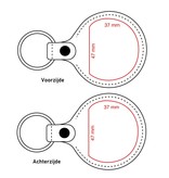 Leren of kunstleren sleutelhanger met jouw logo. Sleutelhanger is 58x95mm  met een muntgeld vakje en drukknop