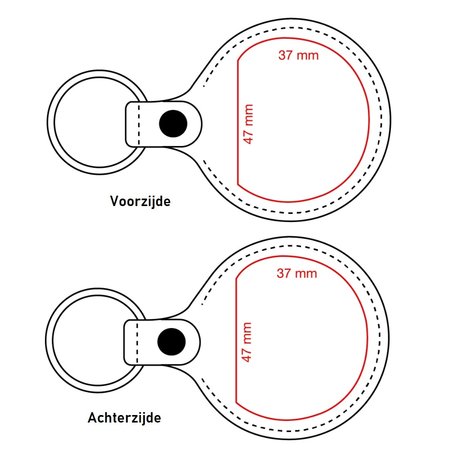 Leren of kunstleren sleutelhanger met jouw logo. Sleutelhanger is 58x95mm  met een muntgeld vakje en drukknop