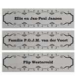 Aluminium vintage retro look huisdeur naambordje 165x45mm met tekst en tape – per stuk