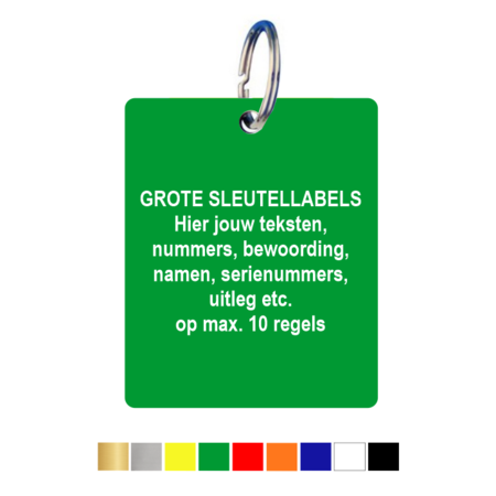 CombiCraft Kunststof Sleutelhangers & Sleutellabel Rechthoek met afgeronde hoeken met jouw eigen tekst of nummers op maximaal 10 regels - 98x120mm