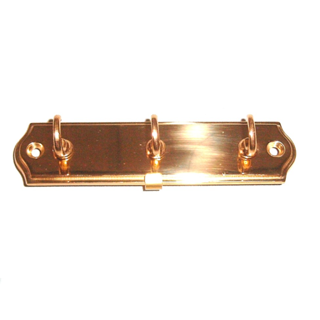 Messing Sleutelrekje Goud 3 haken 129 x 32 mm