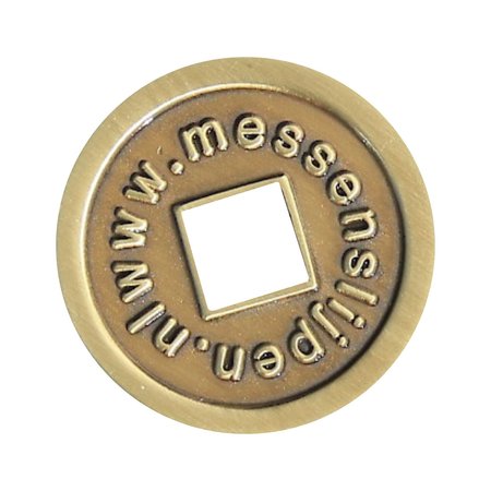 Gietlogo in ijzer in een metaalkleurige vernikkeling vanaf 100 stuks met een rond of vierkant gaatje van 20 tot 25 mm inclusief beschermlak.