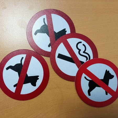 Geen honden bordje Aluminium Ø75mm met tape