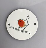 Aluminium logo plaatje Ø50mm met jouw logo op zilverkleurig of wit aluminium gedrukt  2 gaatjes