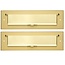 Messing rechthoekige brievenbus met klep in de maat 330x100mm. Satijn messing plaat met gepolijst messing klep.