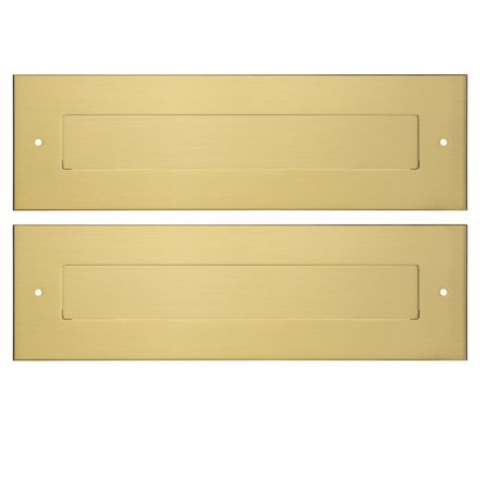 Messing brievenbus met in de maat 330x100mm geheel afgewerkt in satijn messing. De opening gaat naar binnen open (duwen)