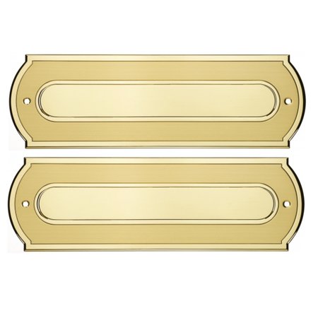 Messing brievenbus in de maat 280x90mm,  afgewerkt in satijn messing met glanzende gepolijste randen en klep. De opening gaat naar binnen open (duwen)