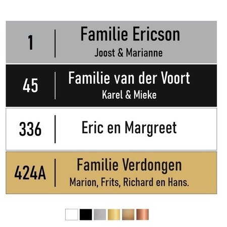 CombiCraft Kunststof XL-Naamplaatje met huisnummer 150x30x1,6mm met dubbelzijdig tape