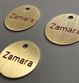 Sleutellabels Geborsteld Messing rond met tekstgravering