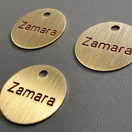 Sleutellabels Geborsteld Messing rond met tekstgravering