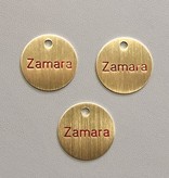 Sleutellabels Geborsteld Messing rond met tekstgravering