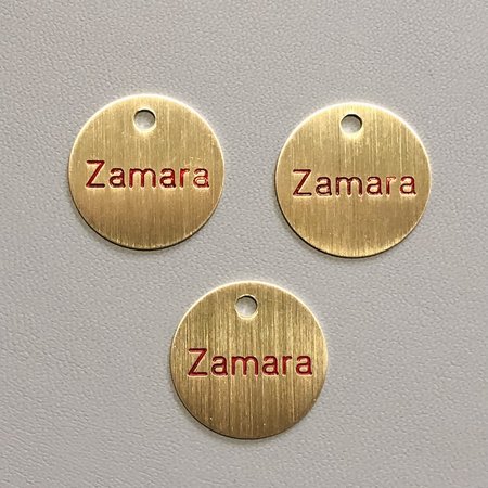 Sleutellabels Geborsteld Messing rond met tekstgravering