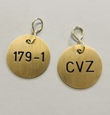 Sleutellabels Geborsteld Messing rond met tekstgravering