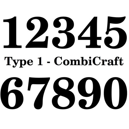 CombiCraft Huisnummer bordje White, Type 1 in 100x100x3mm met een zwart nummer in het Lettertype Century Schoolbook