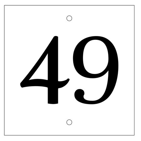 CombiCraft Huisnummer bordje White, Type 3 in 100x100x3mm met een zwart nummer in het Lettertype Plantagenet