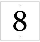 Huisnummer bordje White, Type 3 in 100x100x3mm met een zwart nummer in het Lettertype Plantagenet