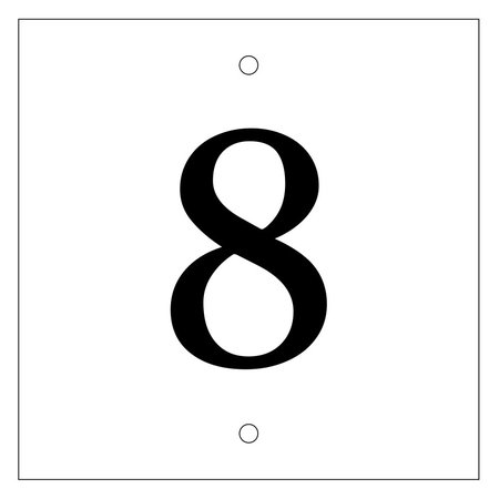 Huisnummer bordje White, Type 3 in 100x100x3mm met een zwart nummer in het Lettertype Plantagenet