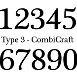 Huisnummer bordje White, Type 3 in 100x100x3mm met een zwart nummer in het Lettertype Plantagenet