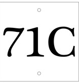 Huisnummer bordje White, Type 3 in 100x100x3mm met een zwart nummer in het Lettertype Plantagenet