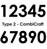 CombiCraft Huisnummer bordje White, Type 2 in 100x100x3mm met een zwart nummer in het Lettertype Century Gothic Bold