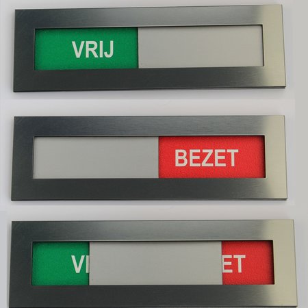 Vrij-bezet bordjes in een Acrylaat schuifprofiel RVS-Look met magneetband aan de achterzijde