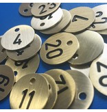 Genummerde Sleutellabels Geborsteld Messing rond met gravering
