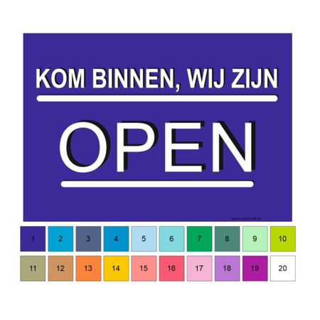 Bordje "Kom binnen, wij zijn open" en "Helaas wij zijn gesloten"