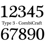 CombiCraft Huisnummer bordje Wit, Type 3 in 100x100x3mm met een zwart nummer in het Lettertype Lettertype Plantagenet
