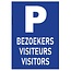 Bordje - Parkeerplaats bezoekers of bordje parkeren voor BEZOEKERS, VISITEURS en VISITORS op 21x30cm