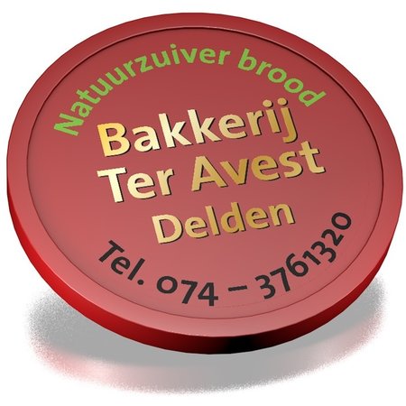 Plastic munten met rand 100 stuks Ø29mm diverse kleuren met een bedrukking voor kleinverbruikers - handmatig bestellen