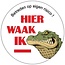 Hier waak ik waarschuwingsbordje Krokodil aluminium Ø75mm met tape