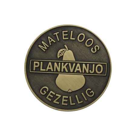 Brons gegoten Ø35mm rond en dikker Logo-plaatje/merkje  in reliëf.