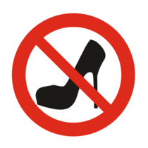 Verboden met naaldhakken bordje